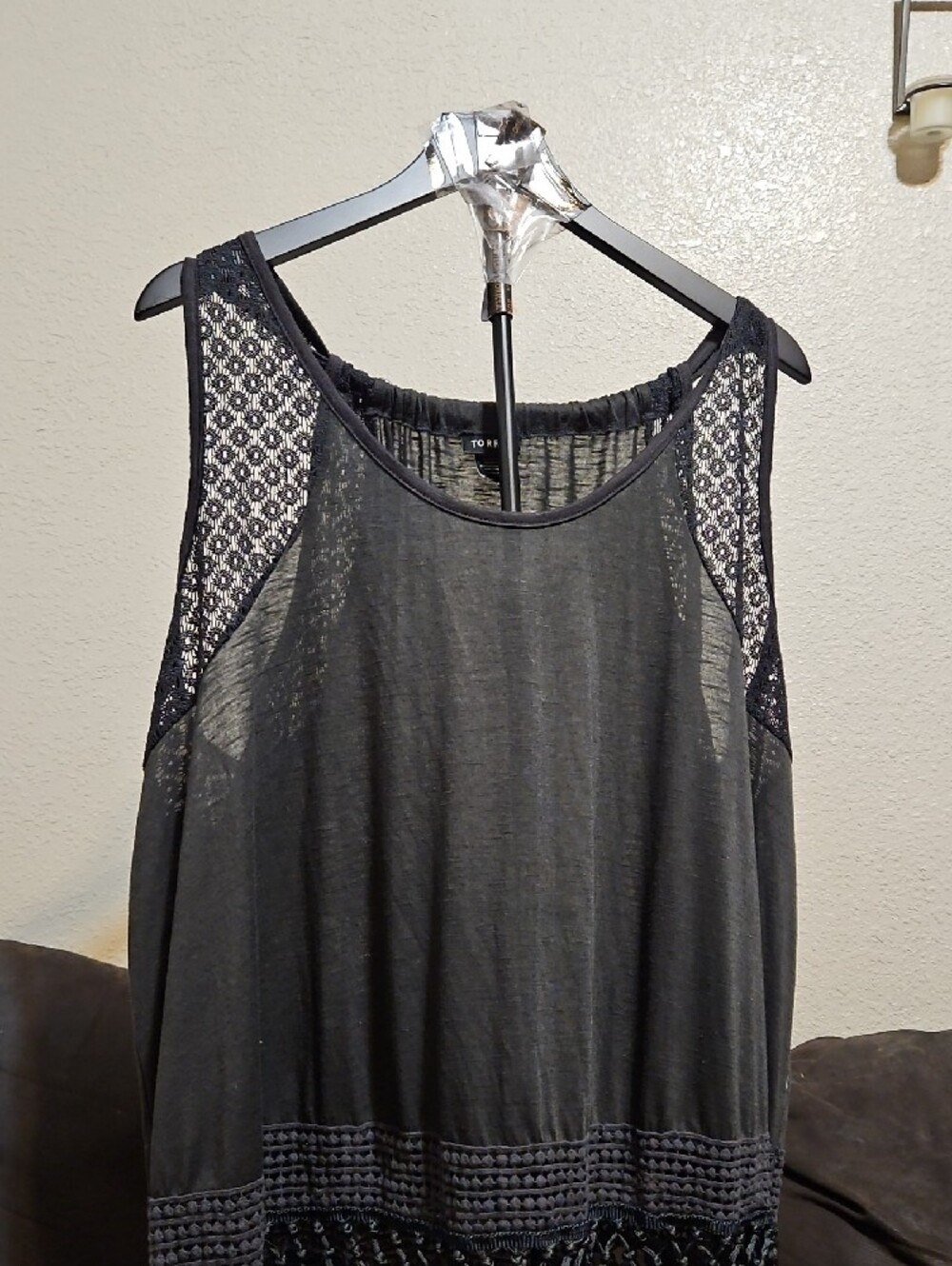 torrid Black Crochet Fringe Sheer Tank - Picture 2 of 8